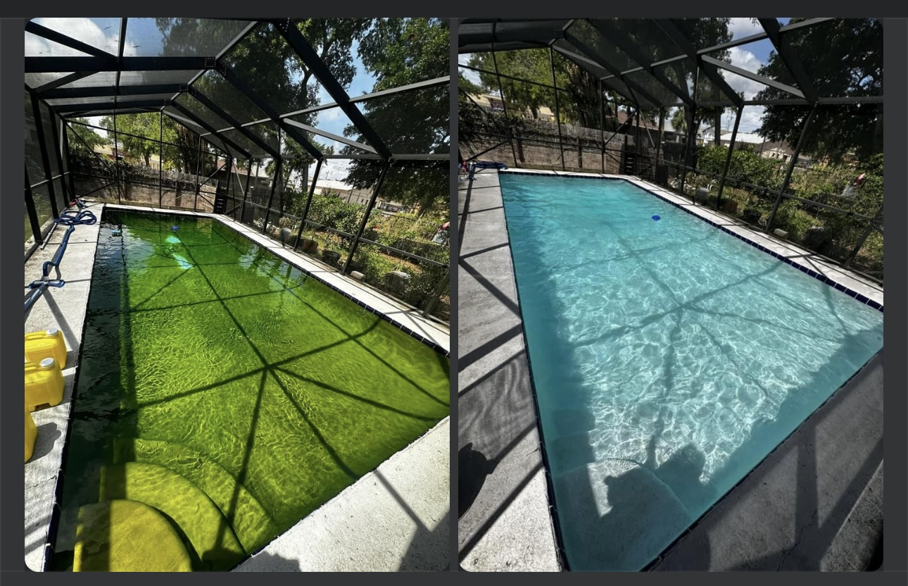 Green swimming pool restored to clear blue water by Aqua Logic